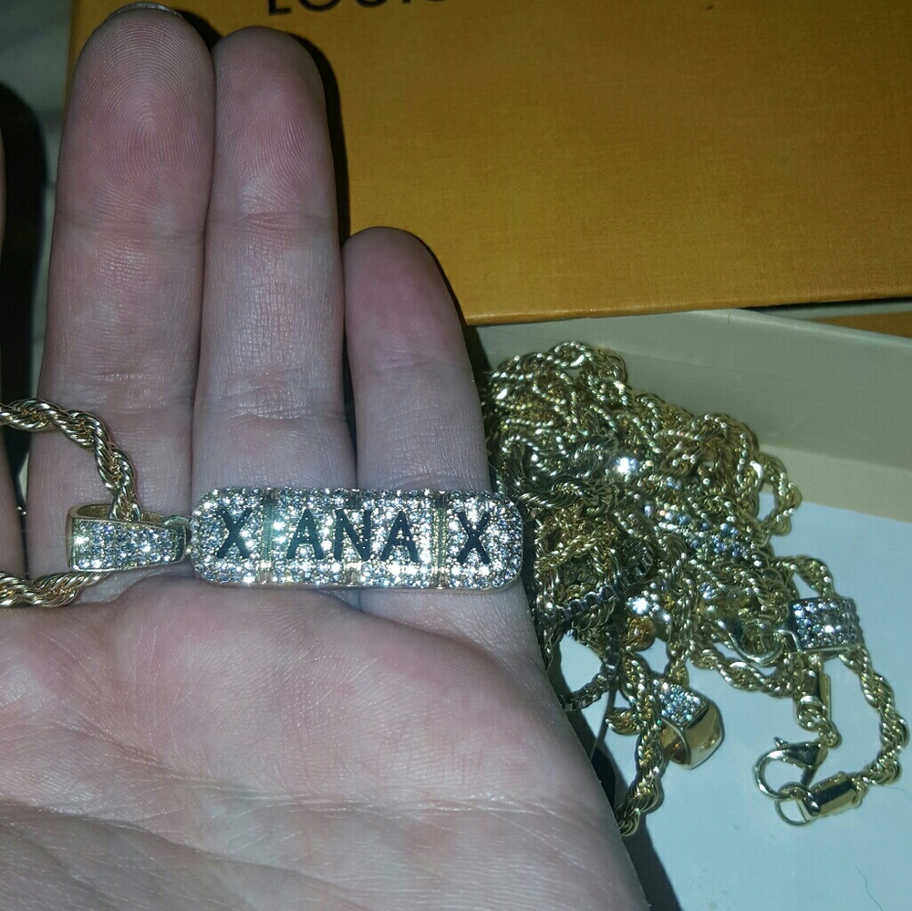 ICED OUT Xanax Bar pendant with gp chain